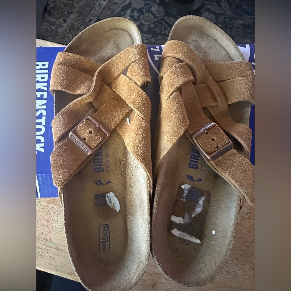 Birkenstock Brown Suede Cross-Strap Sandals